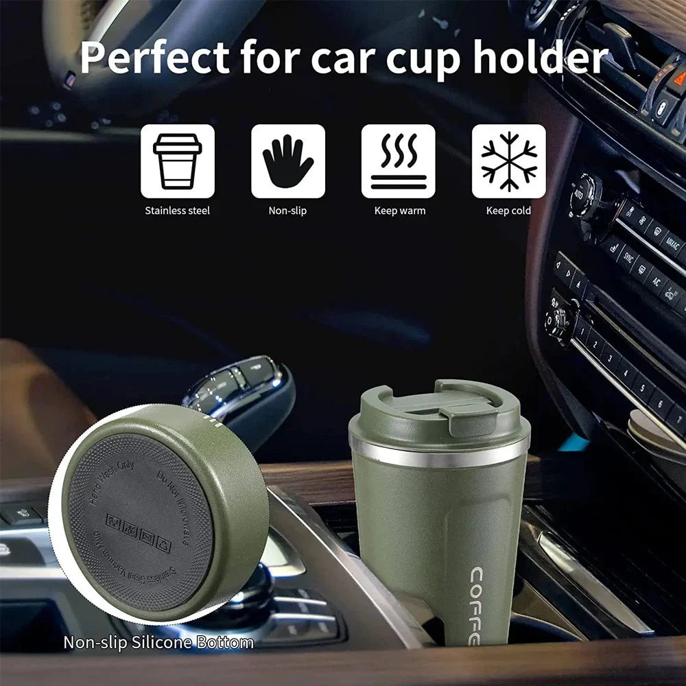 Stainless Steel Double Wall Travel Coffee Cup - 500 ml | Leak-Proof Design, Insulated Mug for On-The-Go Brewing | BPA-Free, Easy-to-Clean Portable Cup