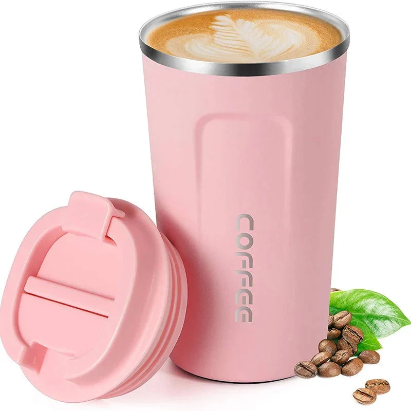 Stainless Steel Double Wall Travel Coffee Cup - 500 ml | Leak-Proof Design, Insulated Mug for On-The-Go Brewing | BPA-Free, Easy-to-Clean Portable Cup