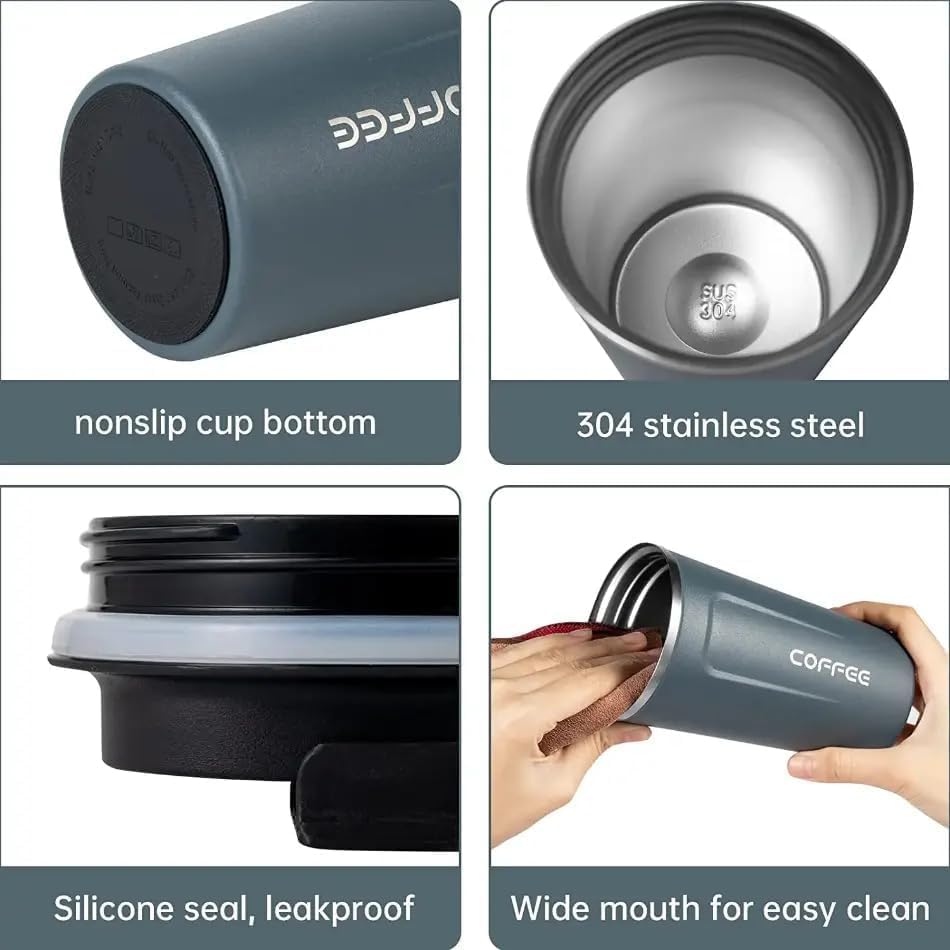 Stainless Steel Double Wall Travel Coffee Cup - 500 ml | Leak-Proof Design, Insulated Mug for On-The-Go Brewing | BPA-Free, Easy-to-Clean Portable Cup