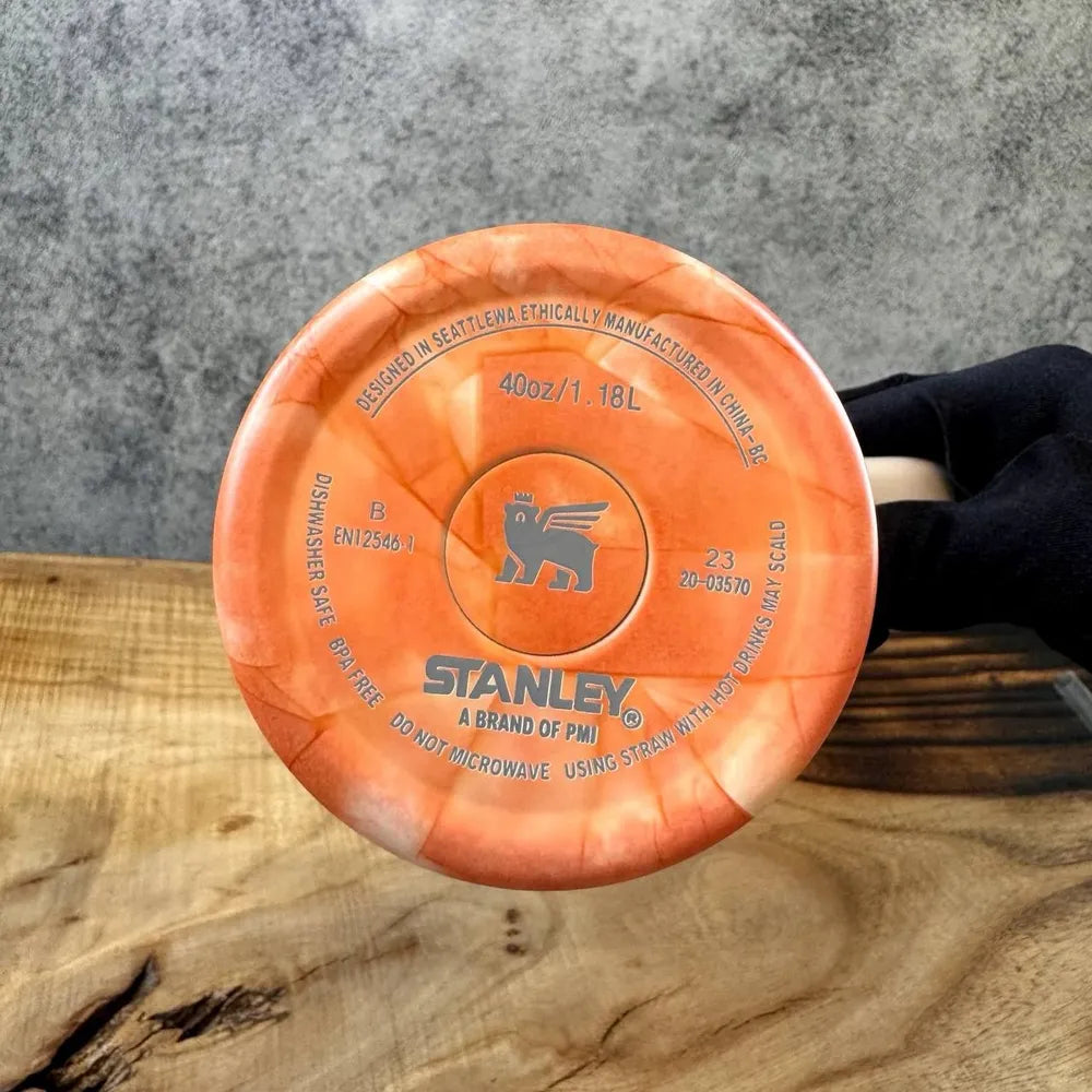 Stainless Steel Thermal Mug for Cold and Hot Drinks, Stanley 1.18L, Grey Marble + Straw Cap as a Gift