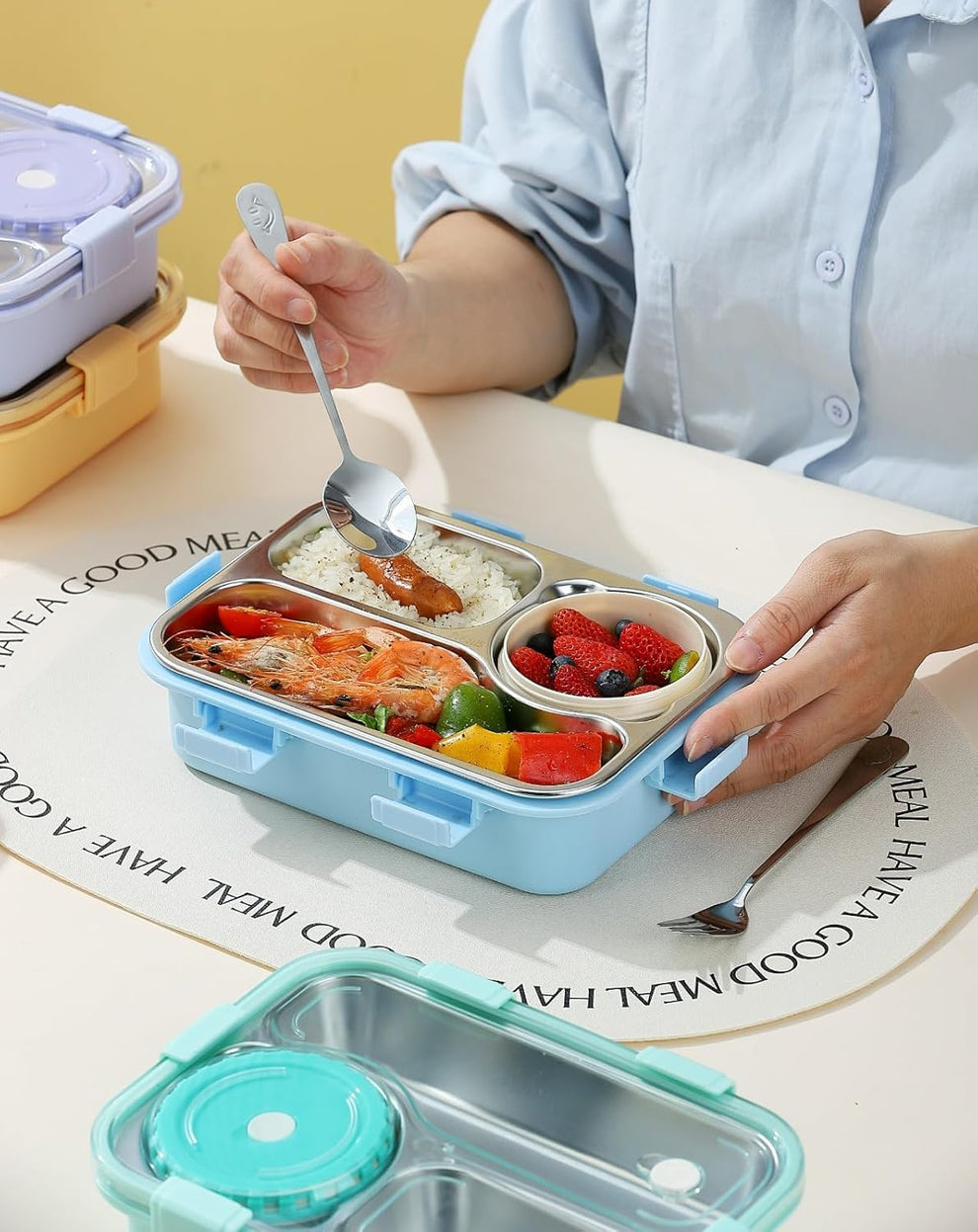 Balanced Meal Bento (With Free cutlery Spoon, Chopsticks )