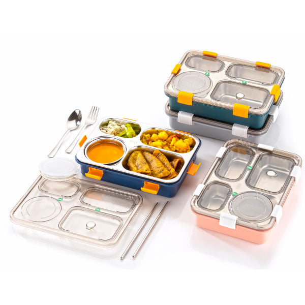 4-Compartment Lunch Box | Meal Mate Stainless Steel Bento Lunch box