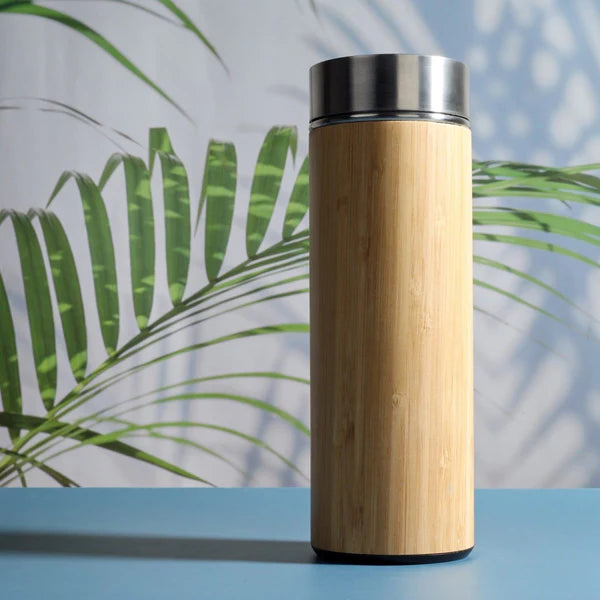 Bamboo   Stainless   Steel   Bottle   |   Vaccum   Insulated   |   Double   Wall   Hot   &   Cold   |   500ml