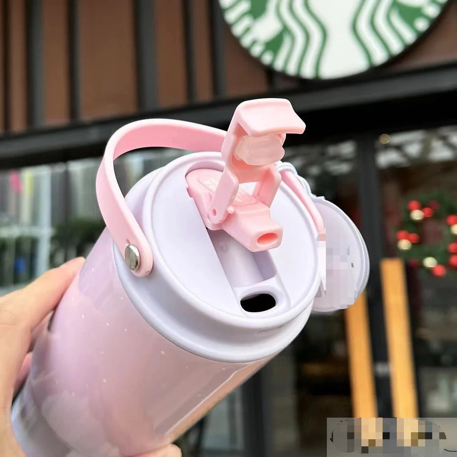 Tumbler Macaroon Gradasi Tumbler With Handle 890ML / Tumbler Aesthetic Viral | Insulated Tumblers With Lids And Straws: Colorful Stainless Steel Water Tumbler With Straw, Lightweight for Daily Use, Design |