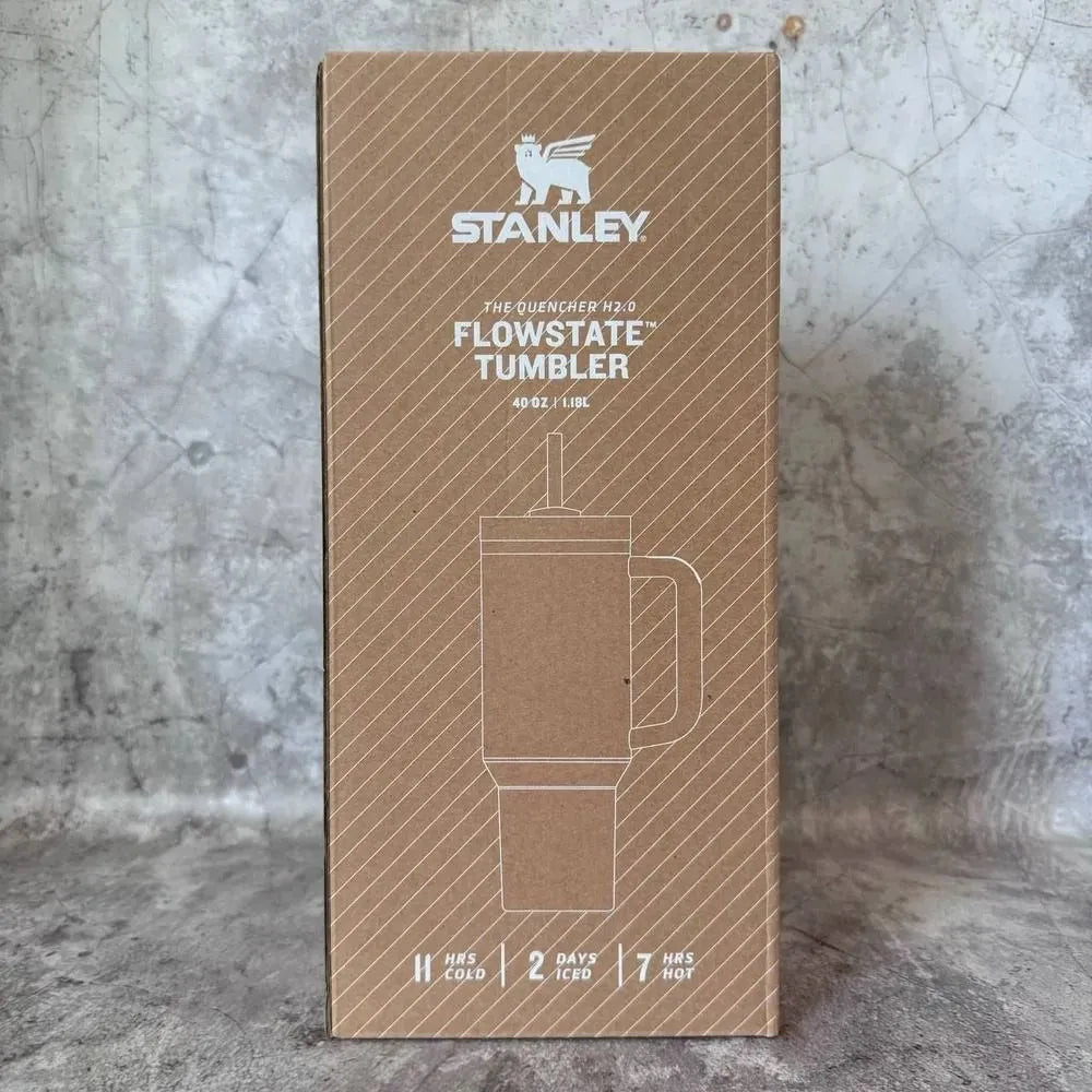 Stainless Steel Thermal Mug for Cold and Hot Drinks, Stanley 1.18L, Grey Marble + Straw Cap as a Gift