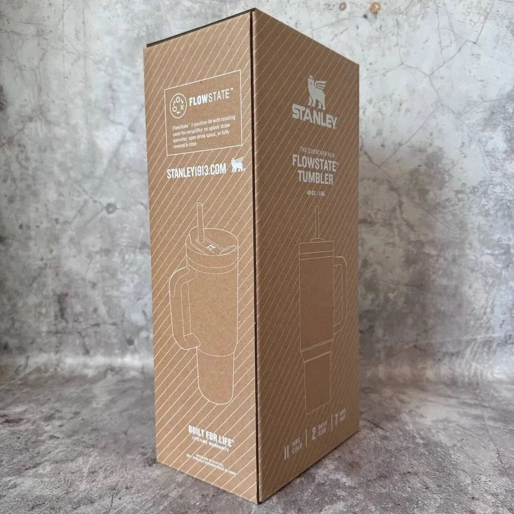 Stainless Steel Thermal Mug for Cold and Hot Drinks, Stanley 1.18L, Grey Marble + Straw Cap as a Gift