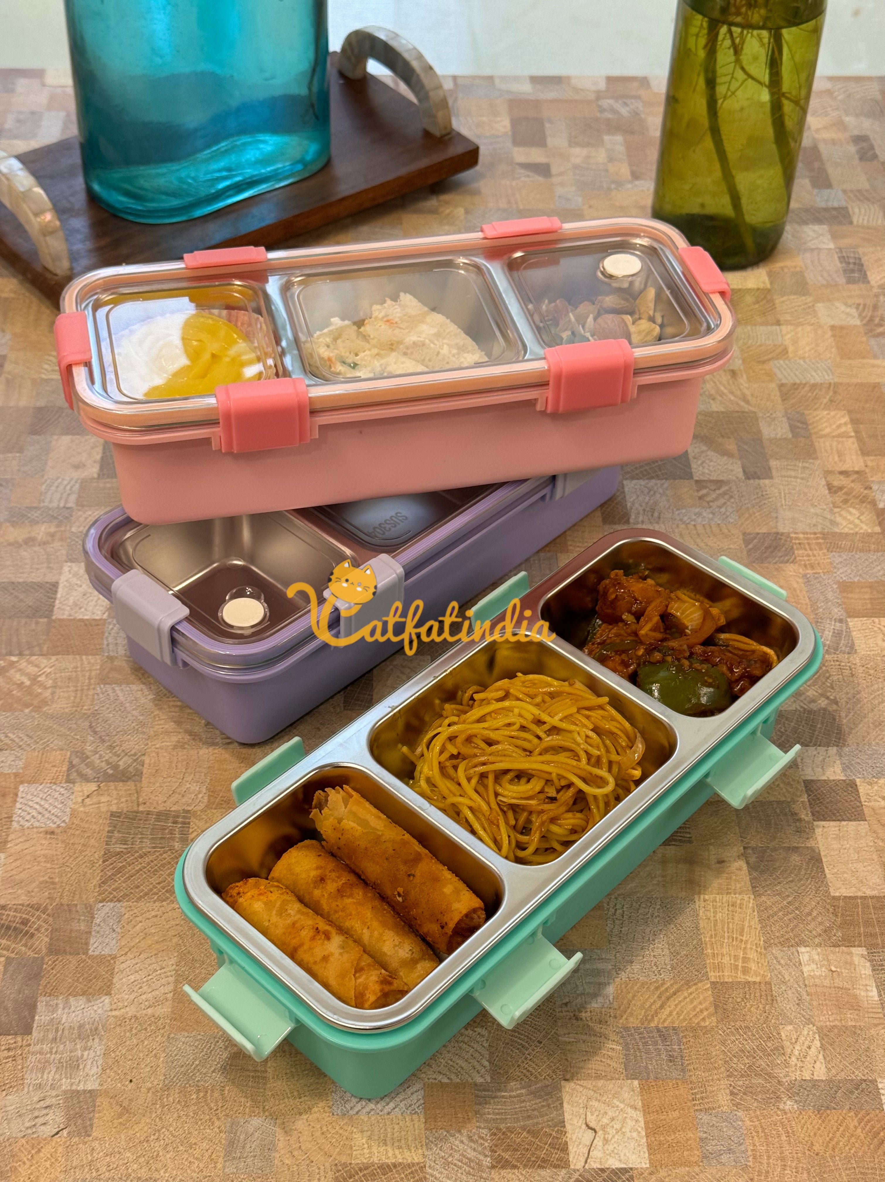 Stylish Stainless Steel Bento Box (FREE Spoon and Chopsticks)